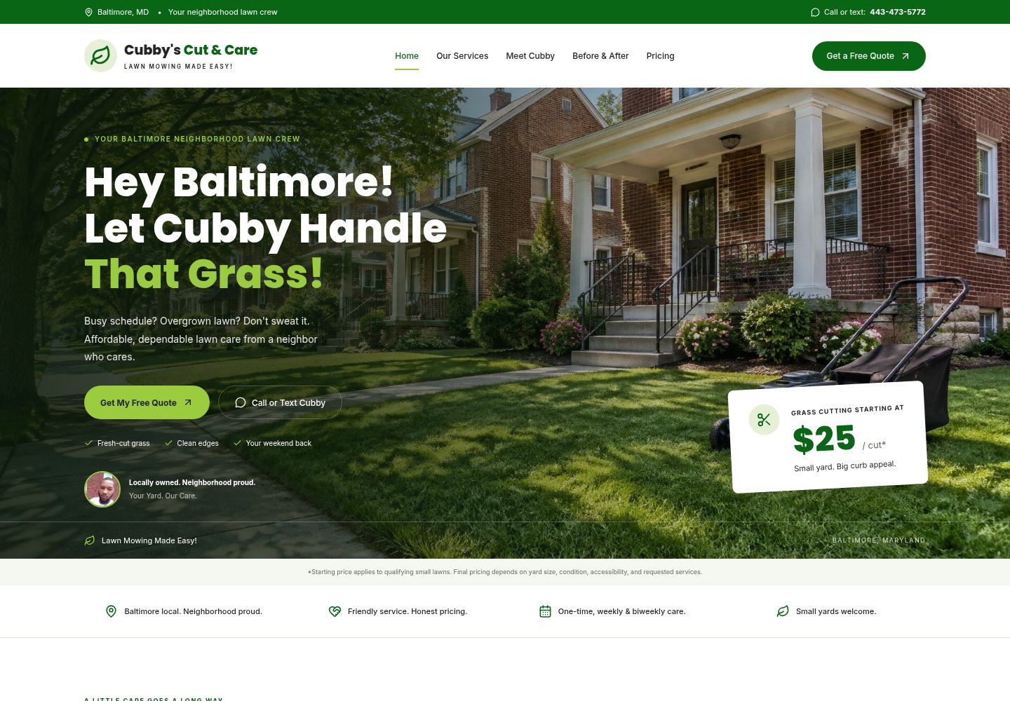 Cubby’s Cut & Care homepage